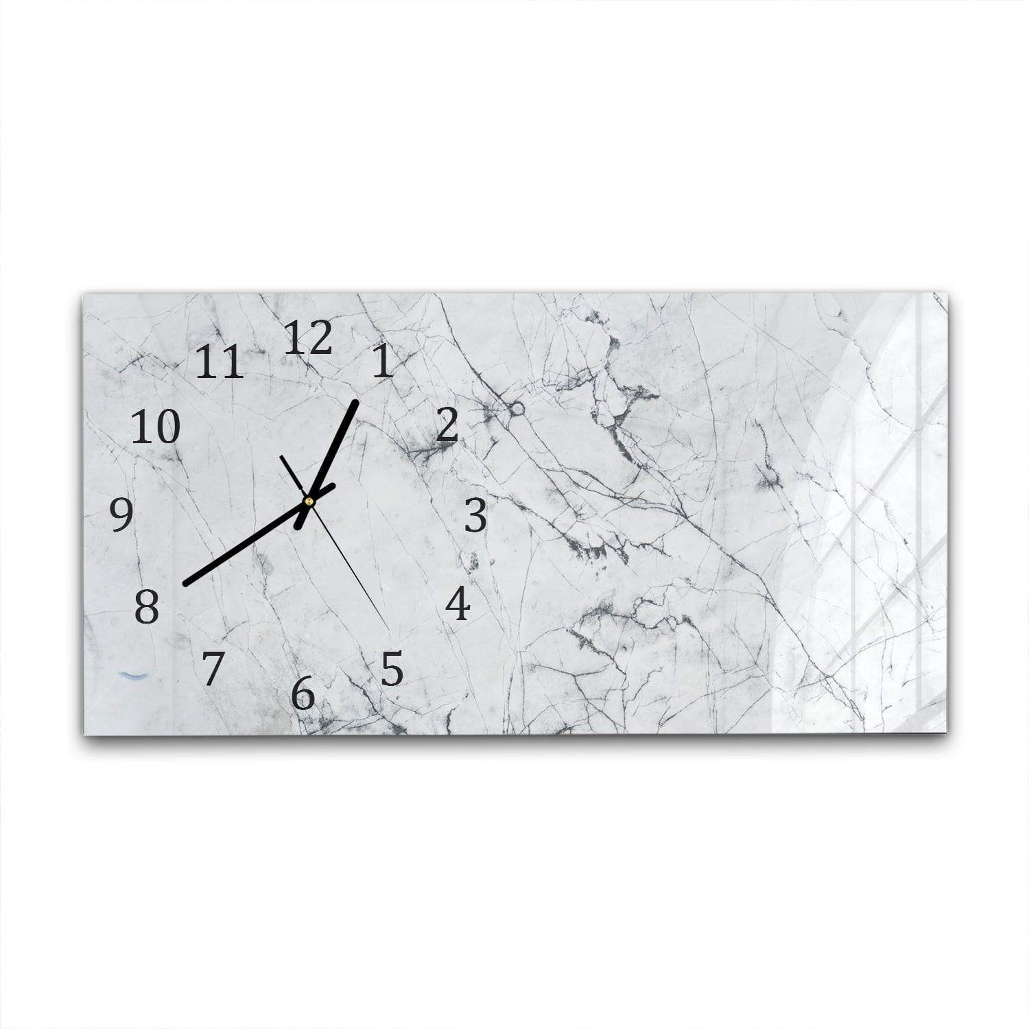 Wanduhr 60x30 - Schwarz-weißer Marmor