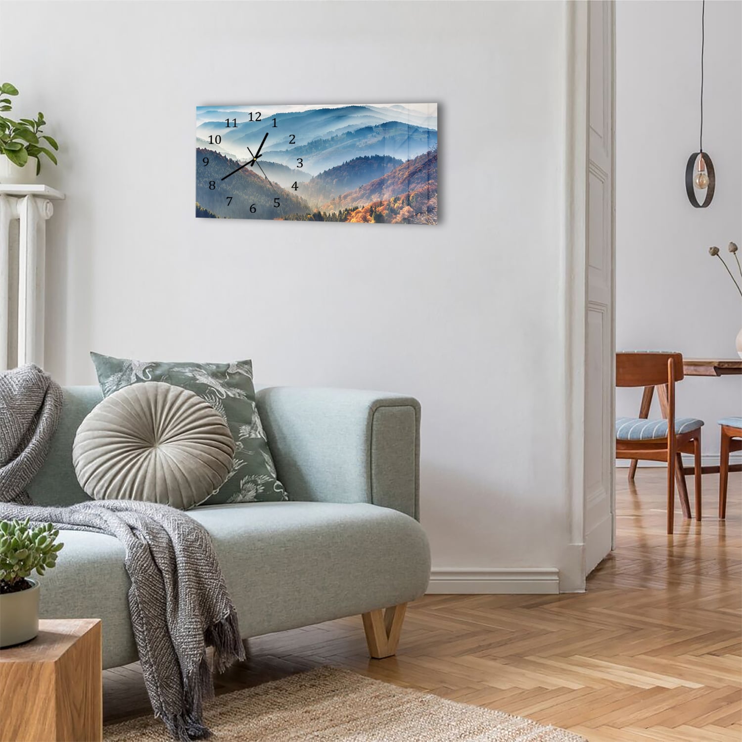 Wanduhr 60x30 - Berglandschaft