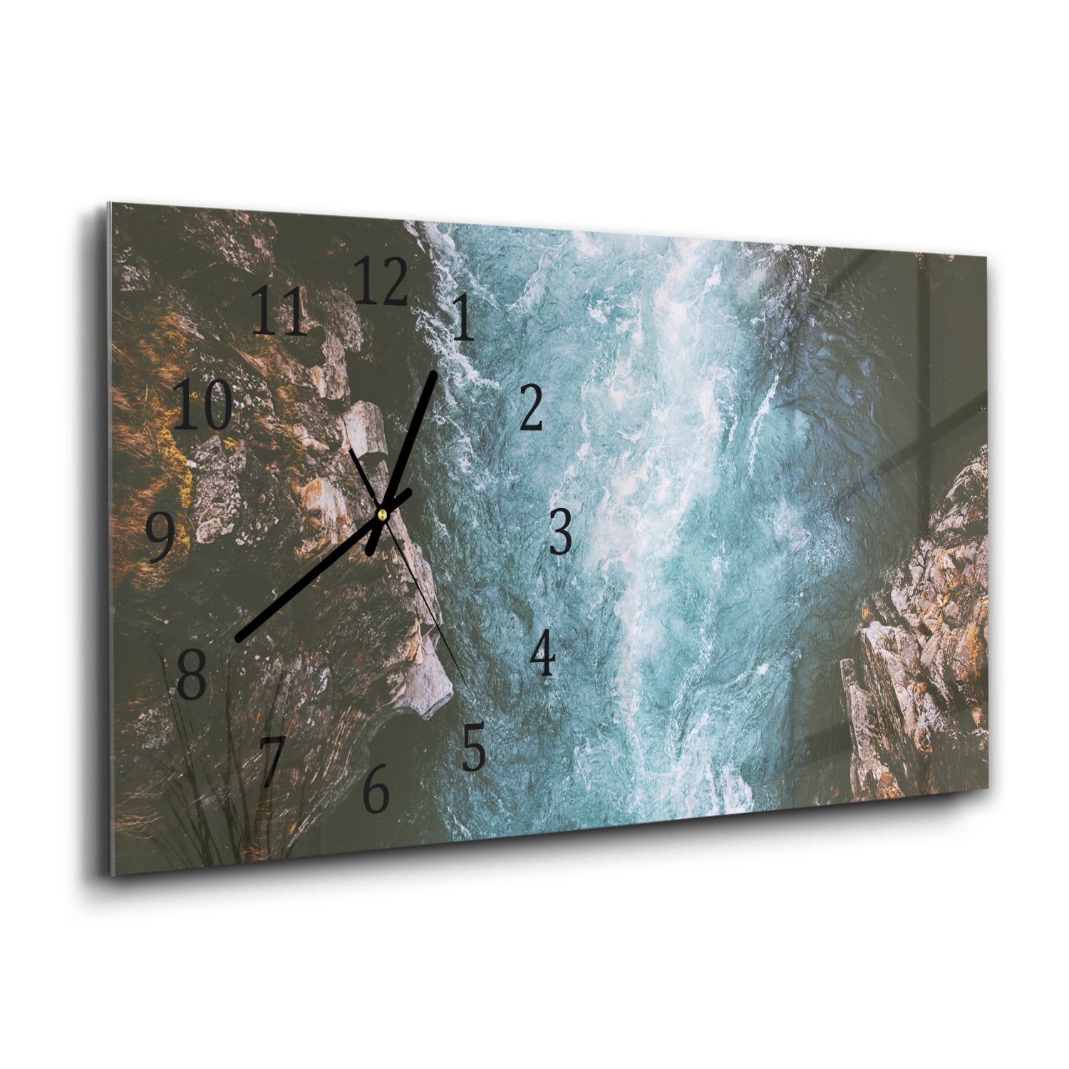 Wanduhr 60x30 - Fluss-Canyon in Schweden