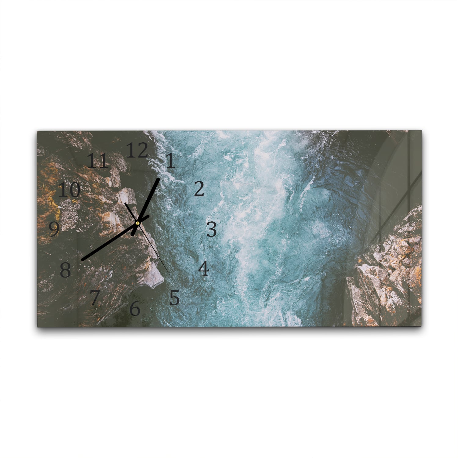 Wanduhr 60x30 - Fluss-Canyon in Schweden