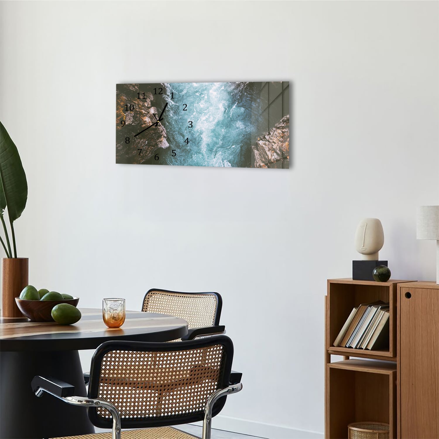 Wanduhr 60x30 - Fluss-Canyon in Schweden