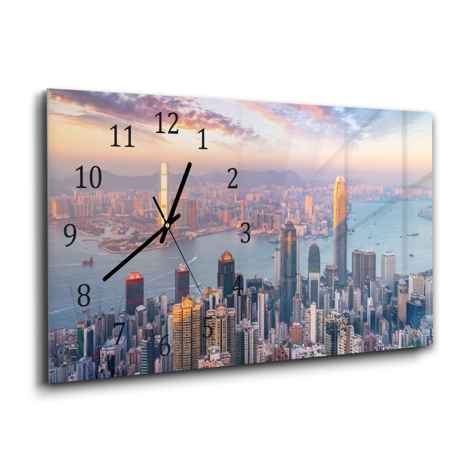 Wanduhr 60x30 - Hongkong Skyline
