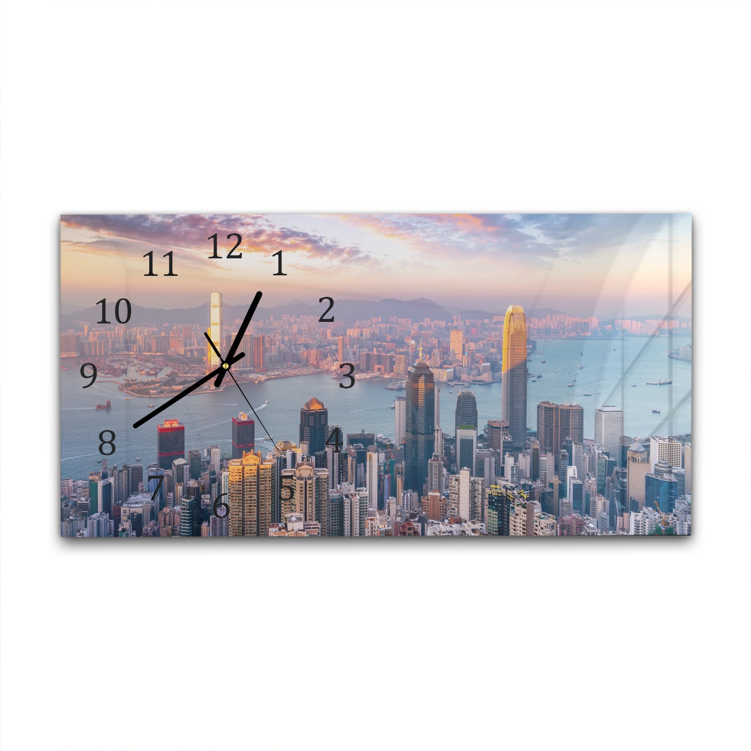 Wanduhr 60x30 - Hongkong Skyline