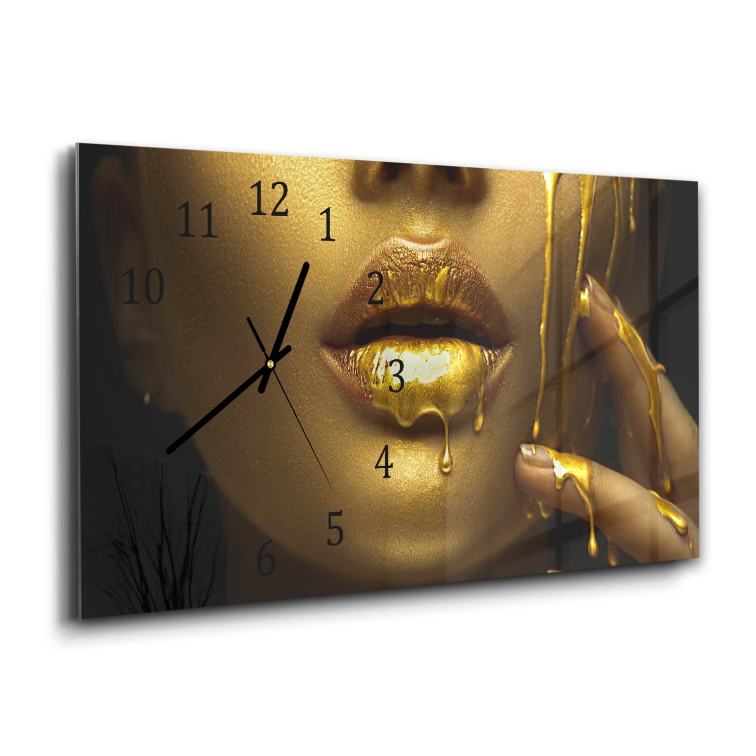 Wanduhr 60x30 - Goldene Farbe auf Gesicht