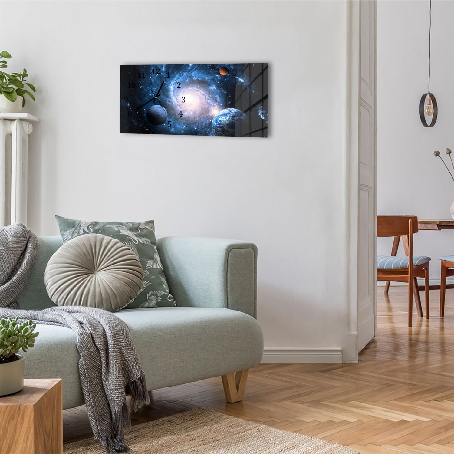 Wanduhr 60x30 - Planeten des Sonnensystems