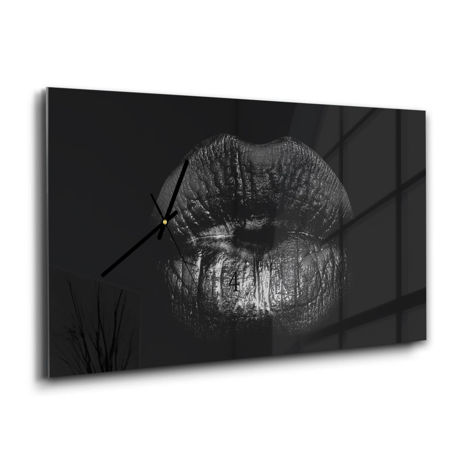 Wanduhr 60x30 - Schwarze Lippen