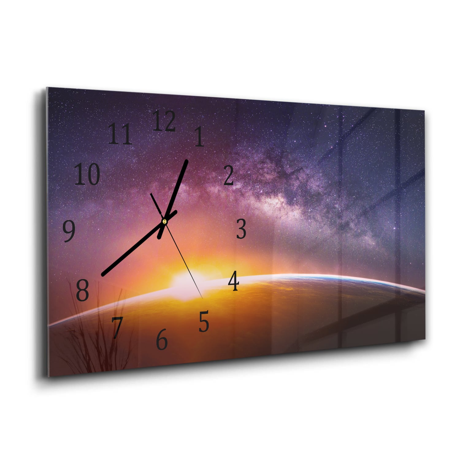 Wanduhr 60x30 - Landschaft mit Milchstraße