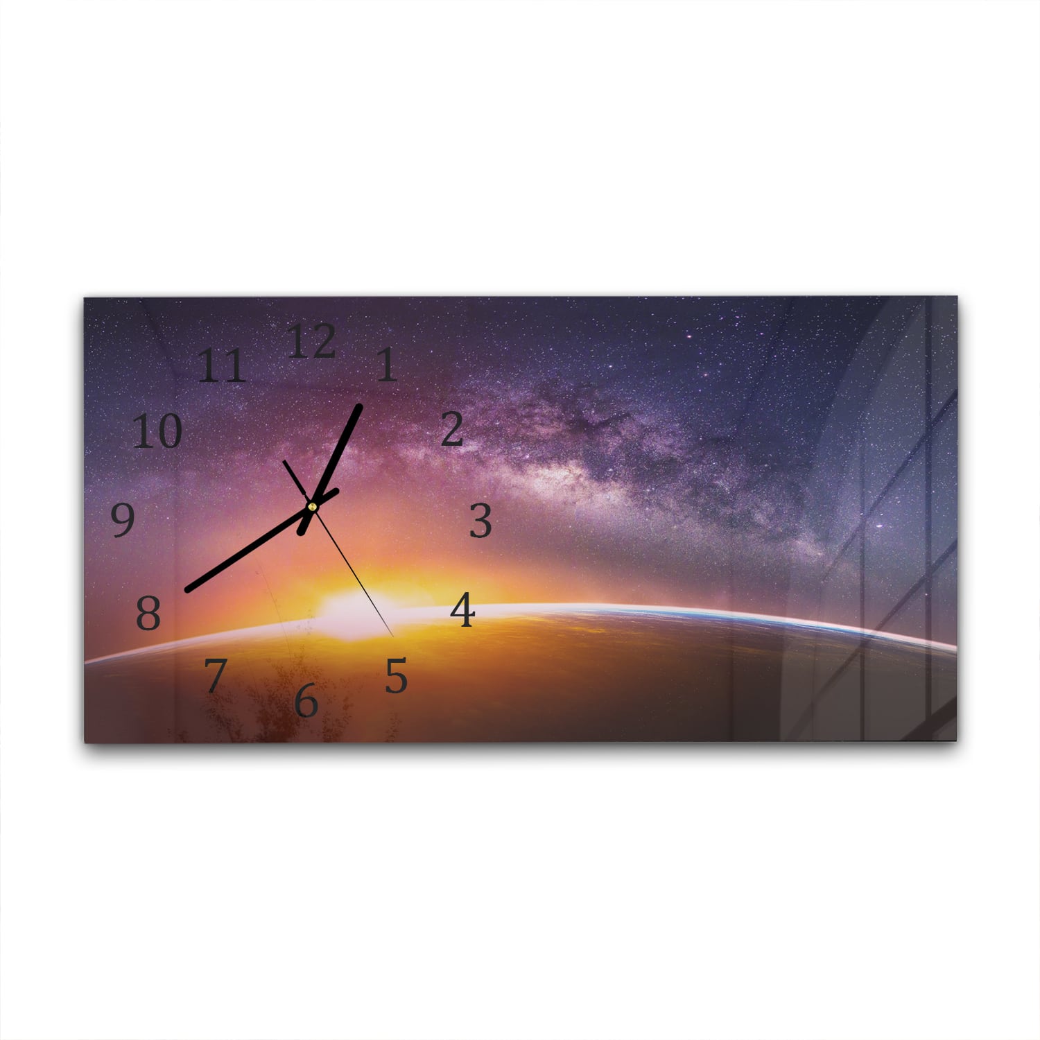 Wanduhr 60x30 - Landschaft mit Milchstraße