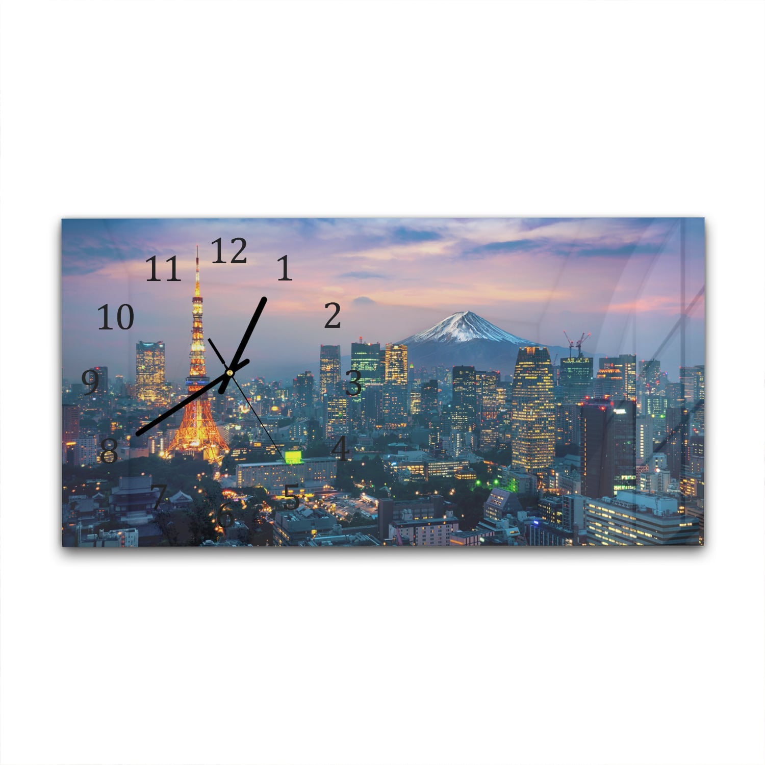 Wanduhr 60x30 - Tokio mit dem Fuji-Berg