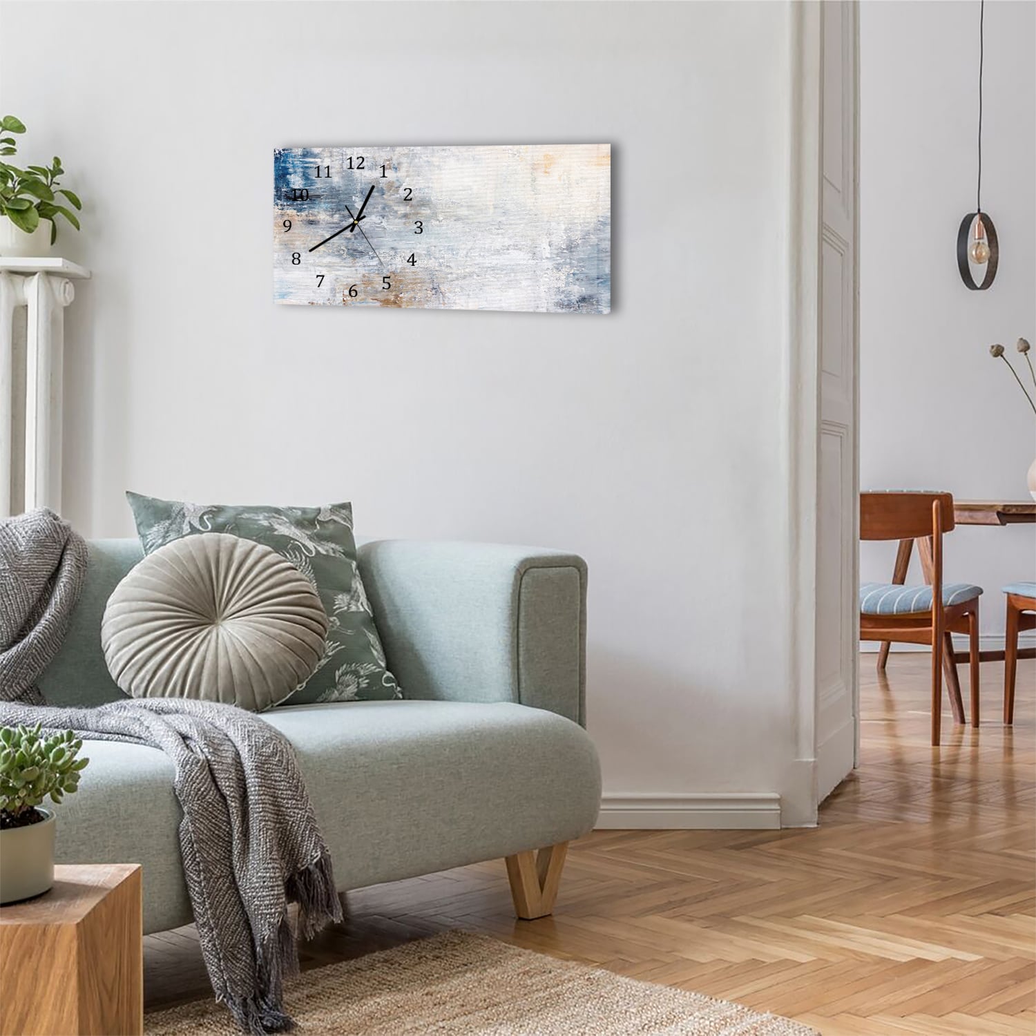 Wanduhr 60x30 - Acrylgemälde auf Leinwand