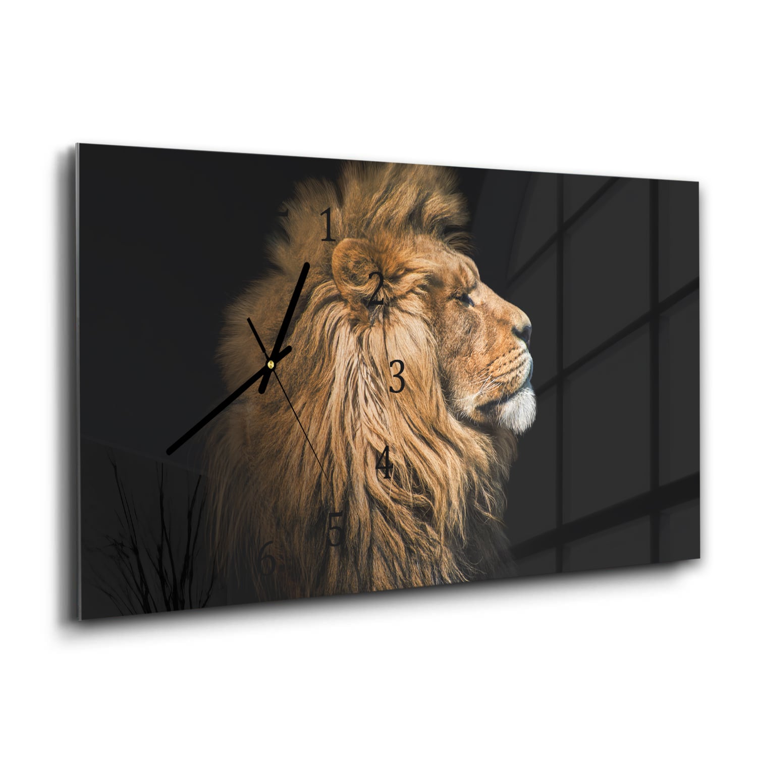Wanduhr 60x30 - Löwe von der Seite
