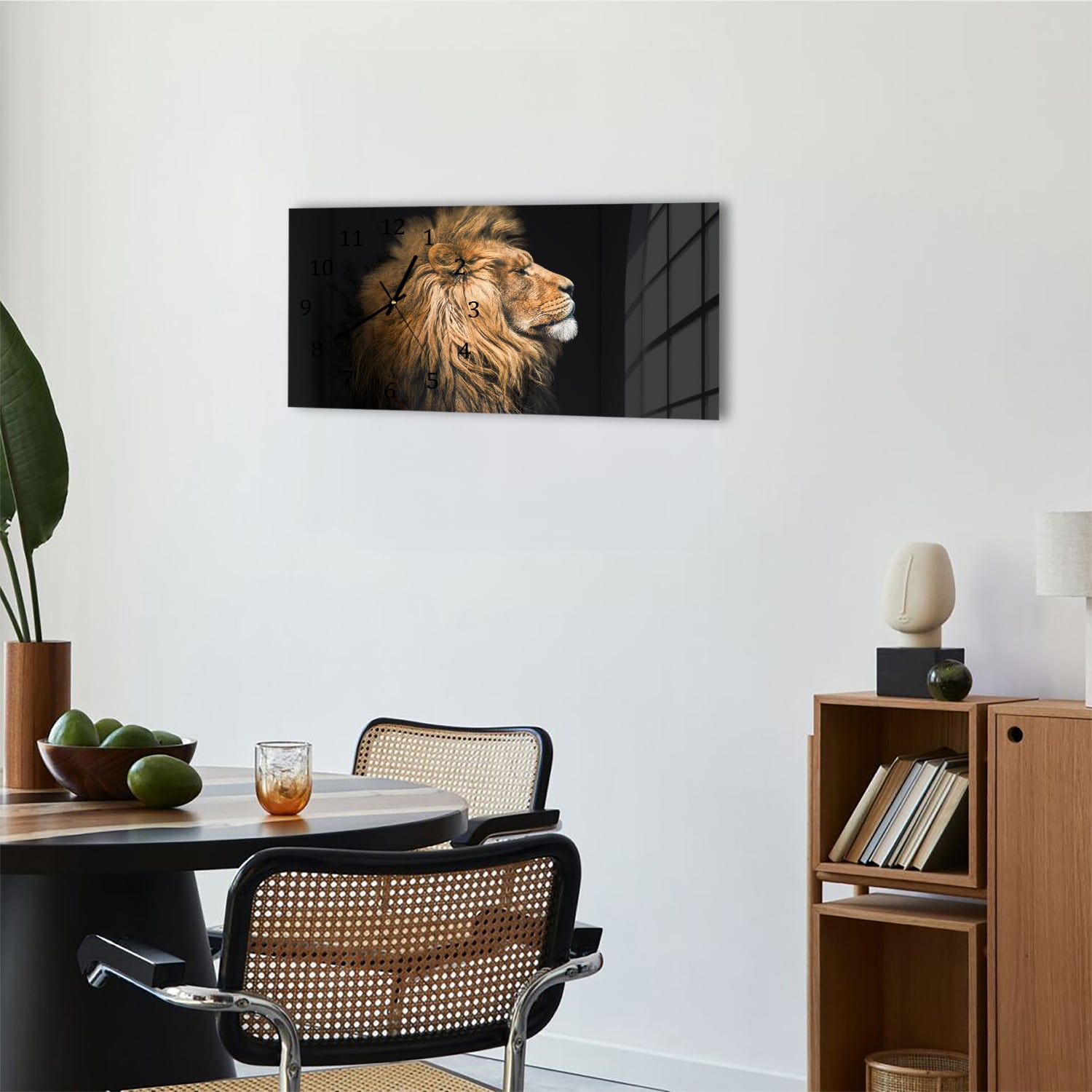 Wanduhr 60x30 - Löwe von der Seite