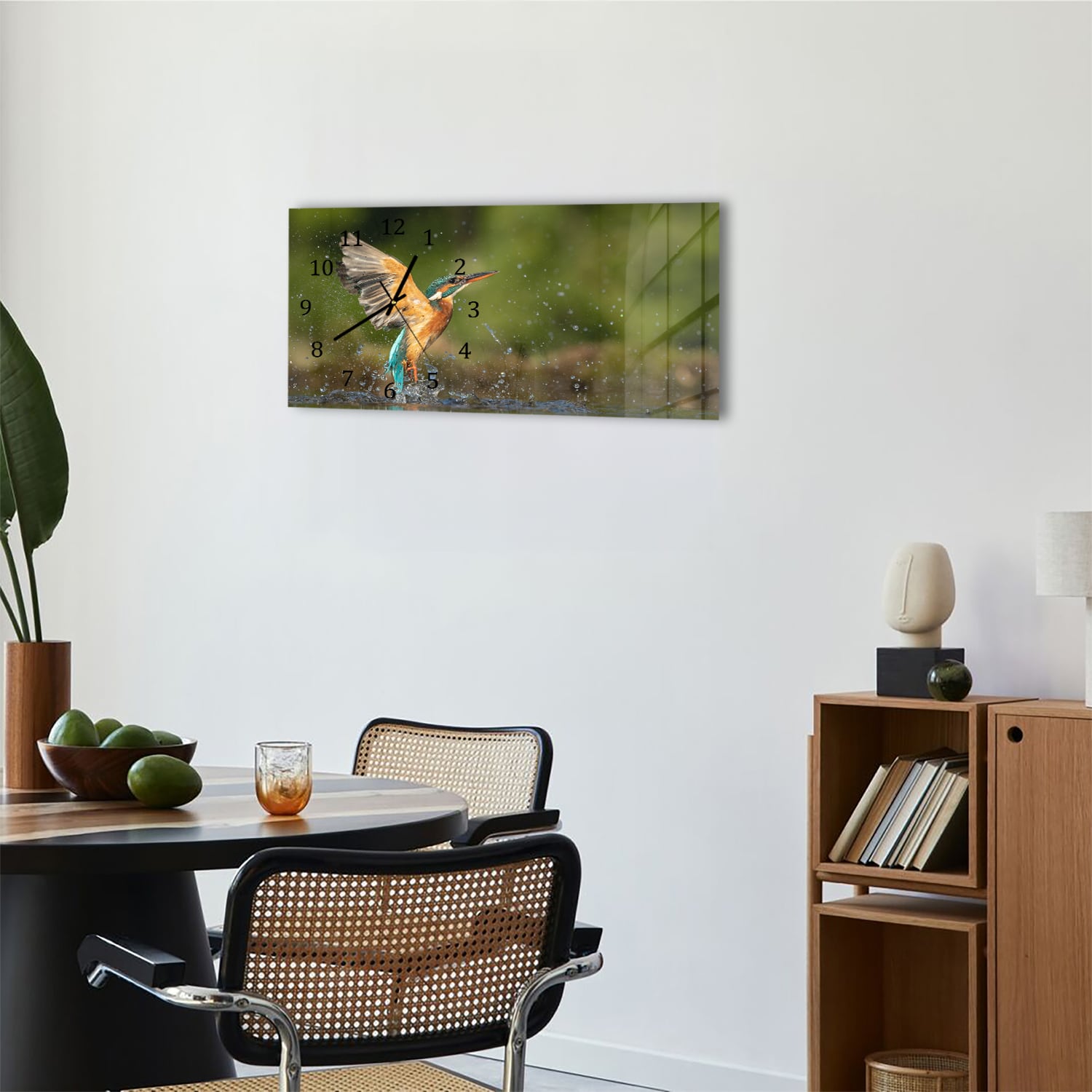 Wanduhr 60x30 - Eisvogel