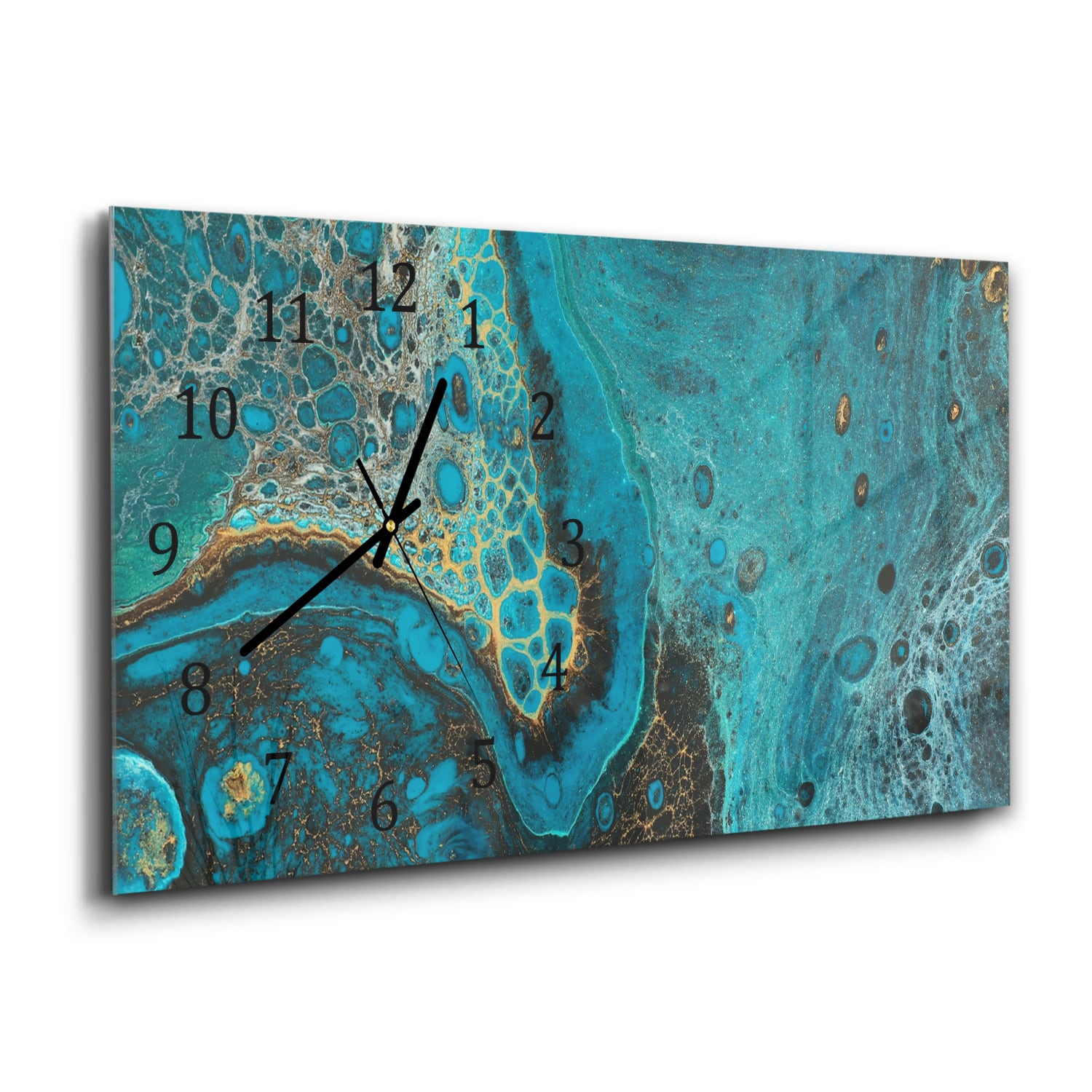 Wanduhr 60x30 - Blauer Marmoreffekt