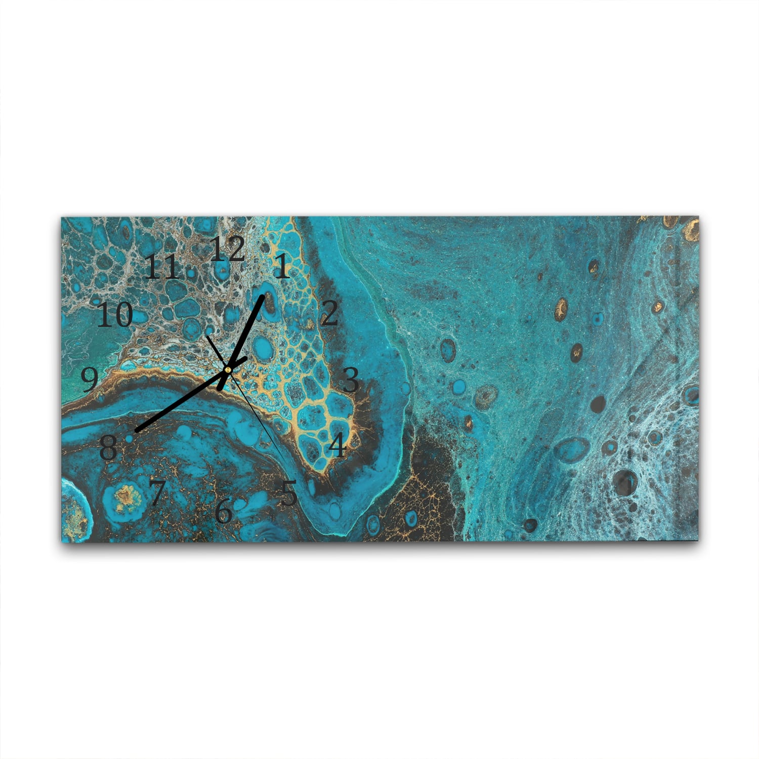 Wanduhr 60x30 - Blauer Marmoreffekt