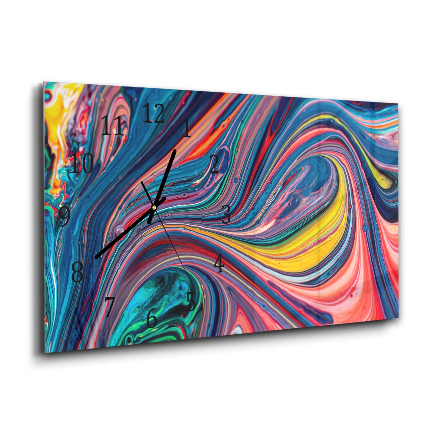 Wanduhr 60x30 - Bunte Acrylfarbe
