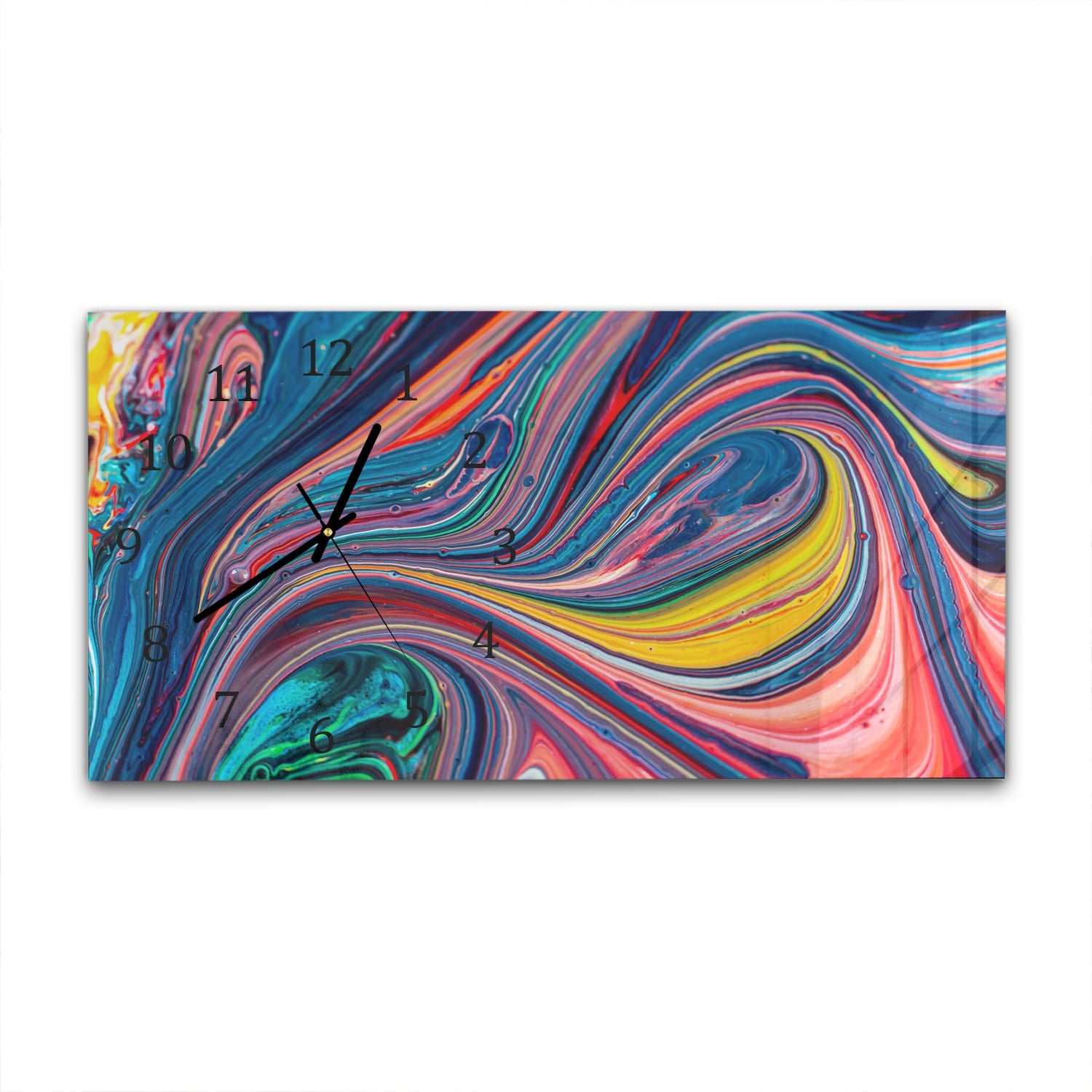 Wanduhr 60x30 - Bunte Acrylfarbe
