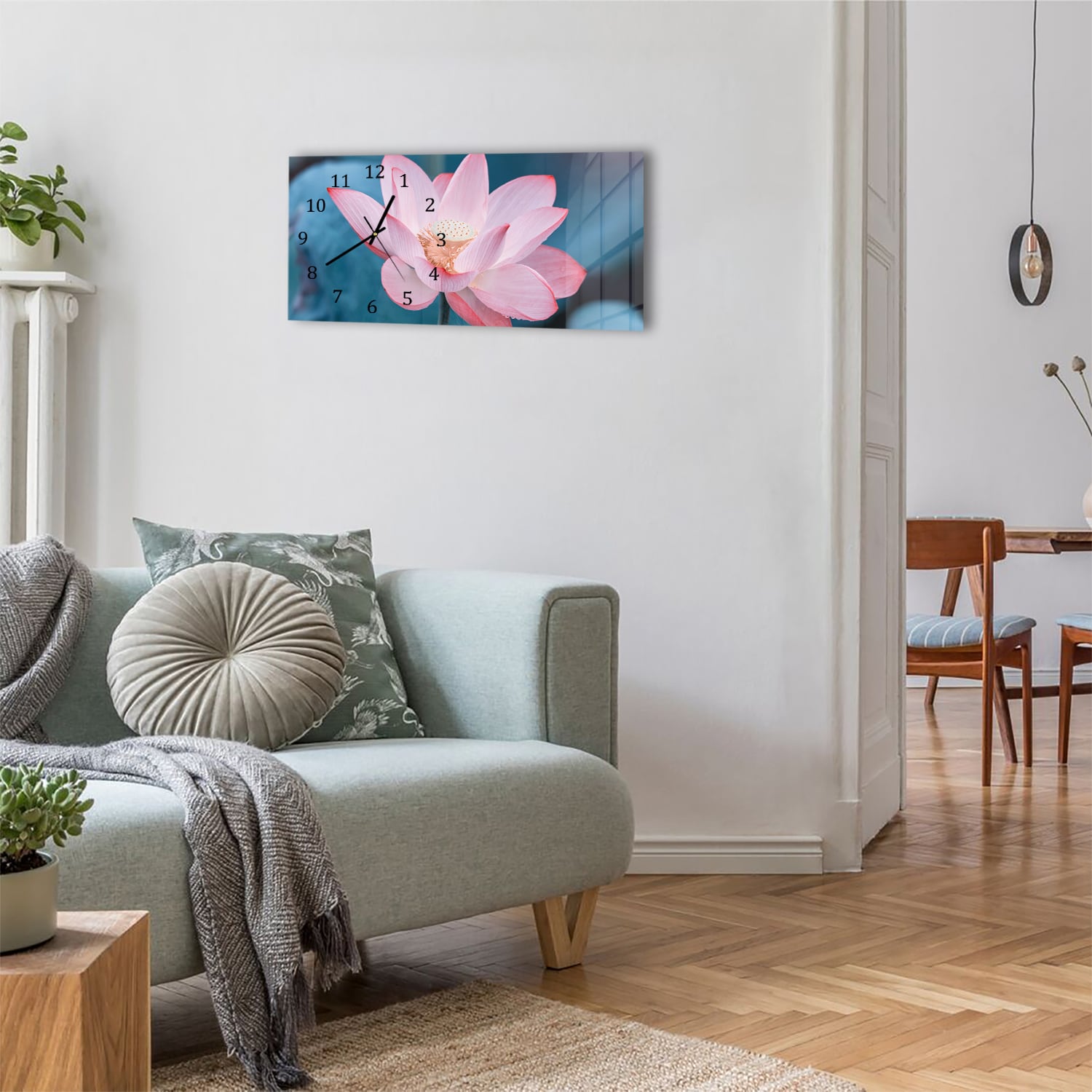 Wanduhr 60x30 - Lotusblume