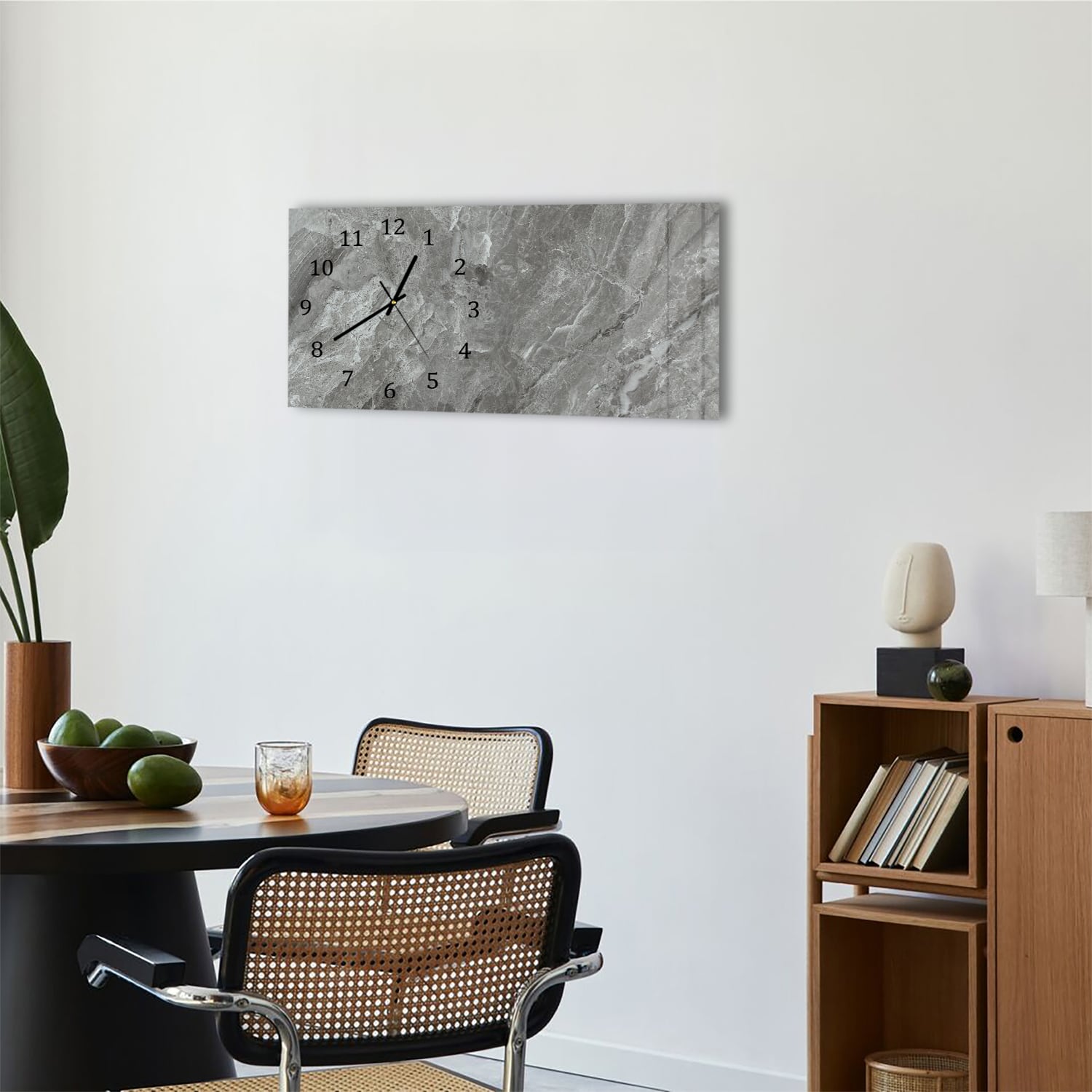 Wanduhr 60x30 - Silbergrauer Marmor