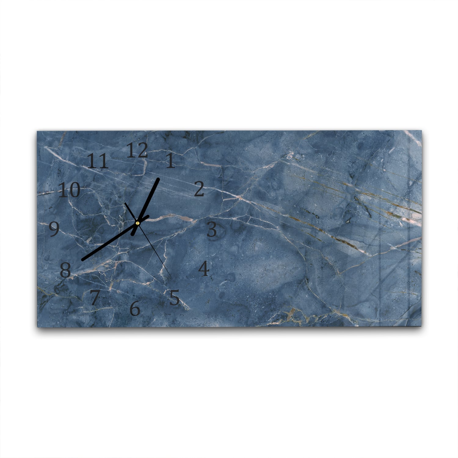 Wanduhr 60x30 - Ozeanblauer Marmor