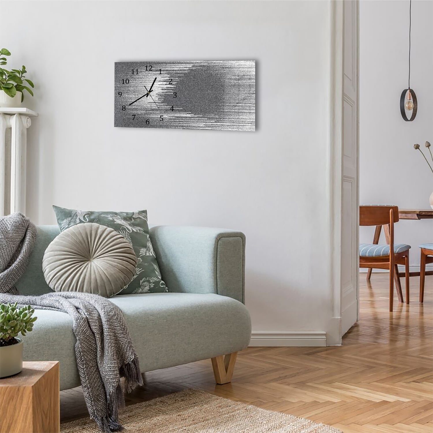 Wanduhr 60x30 - Gepunktete Fließlinien