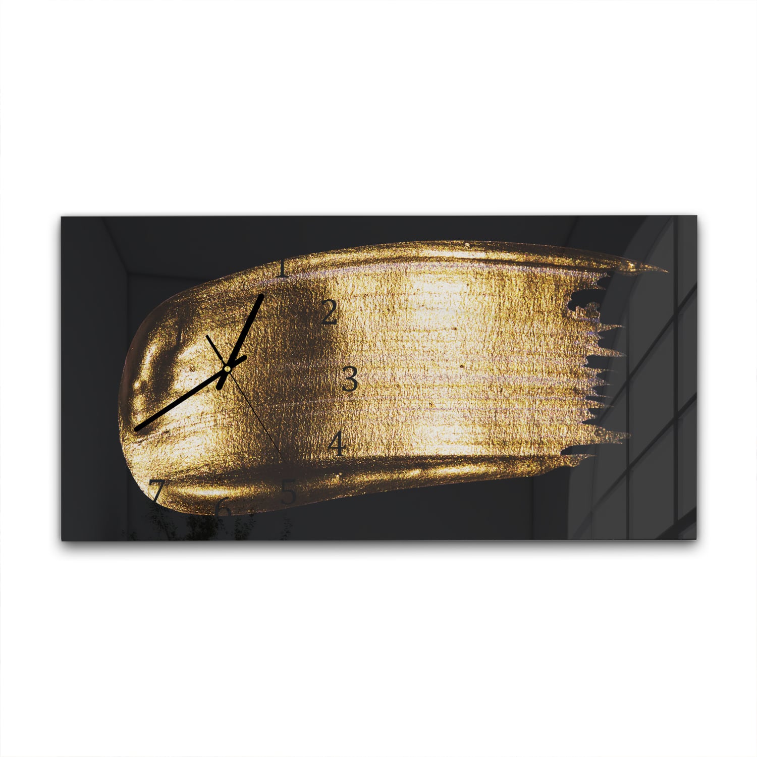 Wanduhr 60x30 - Dicker goldener Pinselstrich