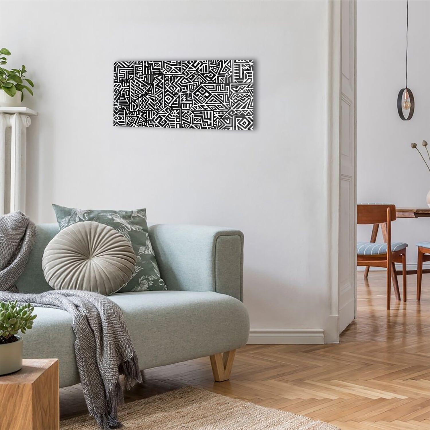 Wanduhr 60x30 - Ethnisches Muster