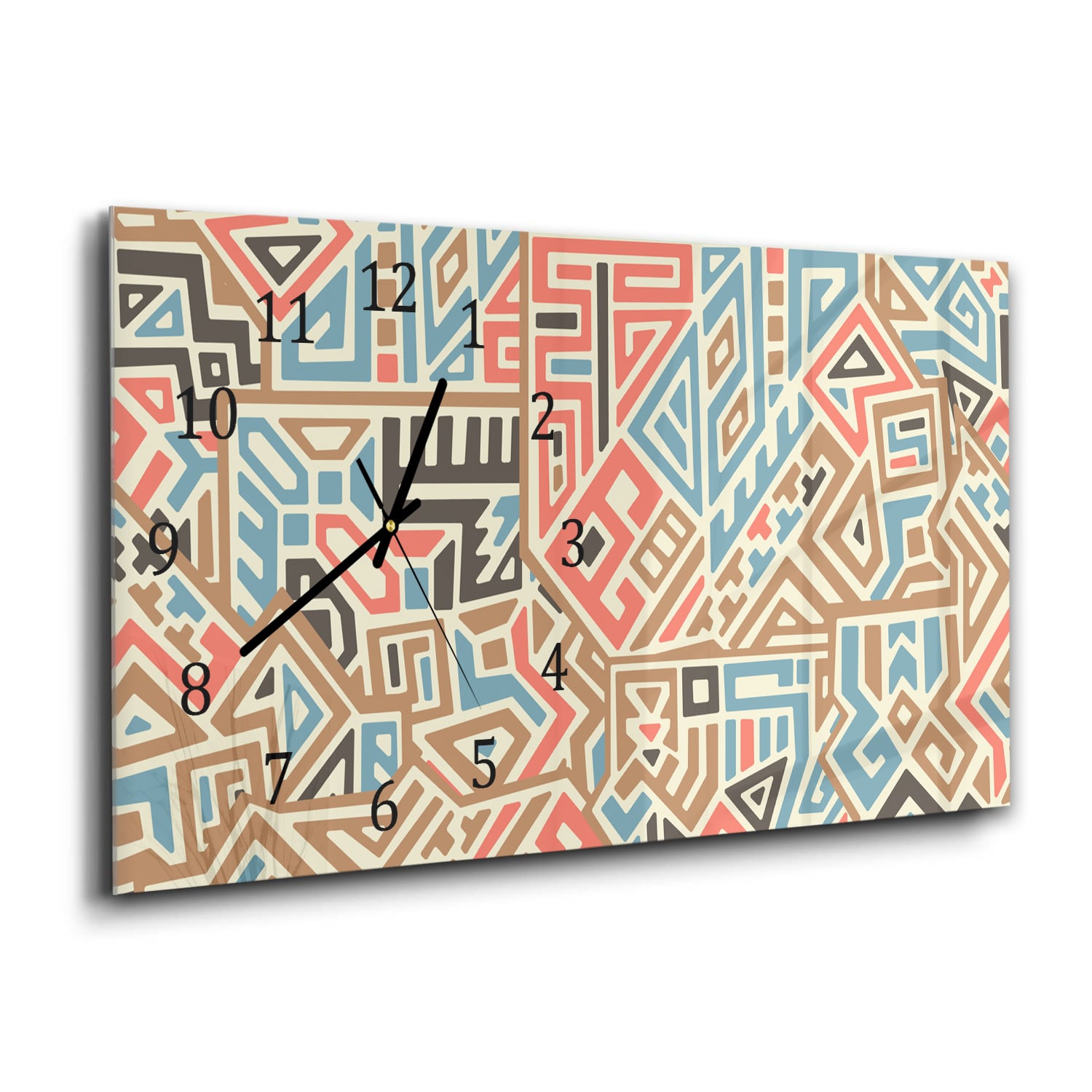 Wanduhr 60x30 - Buntes ethnisches Muster