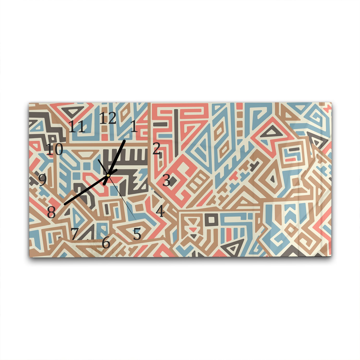 Wanduhr 60x30 - Buntes ethnisches Muster