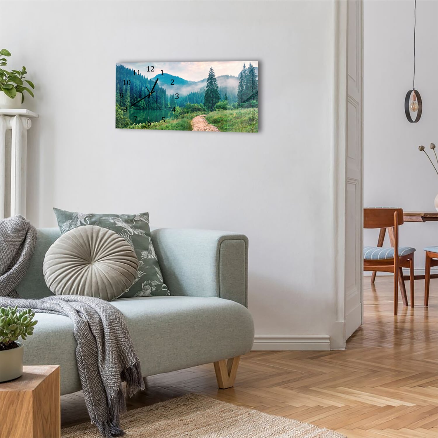 Wanduhr 60x30 - Nebeliges Lacu Rosu-See