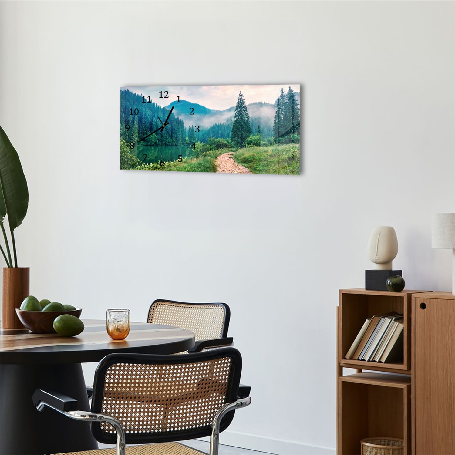 Wanduhr 60x30 - Nebeliges Lacu Rosu-See