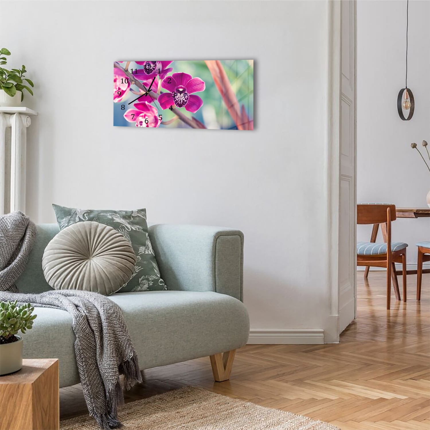 Wanduhr 60x30 - Schmetterlingsorchidee