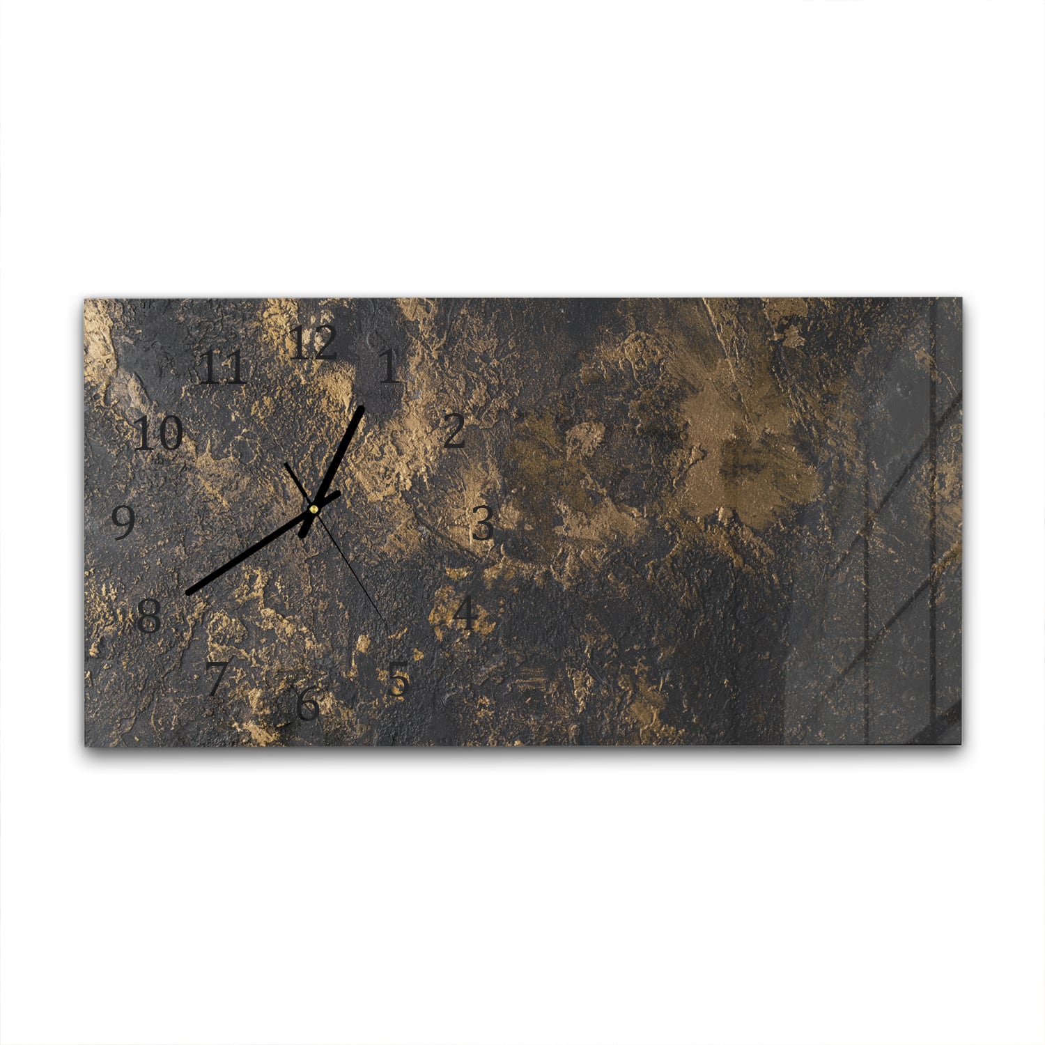 Wanduhr 60x30 - Schwarz-Gold-Textur
