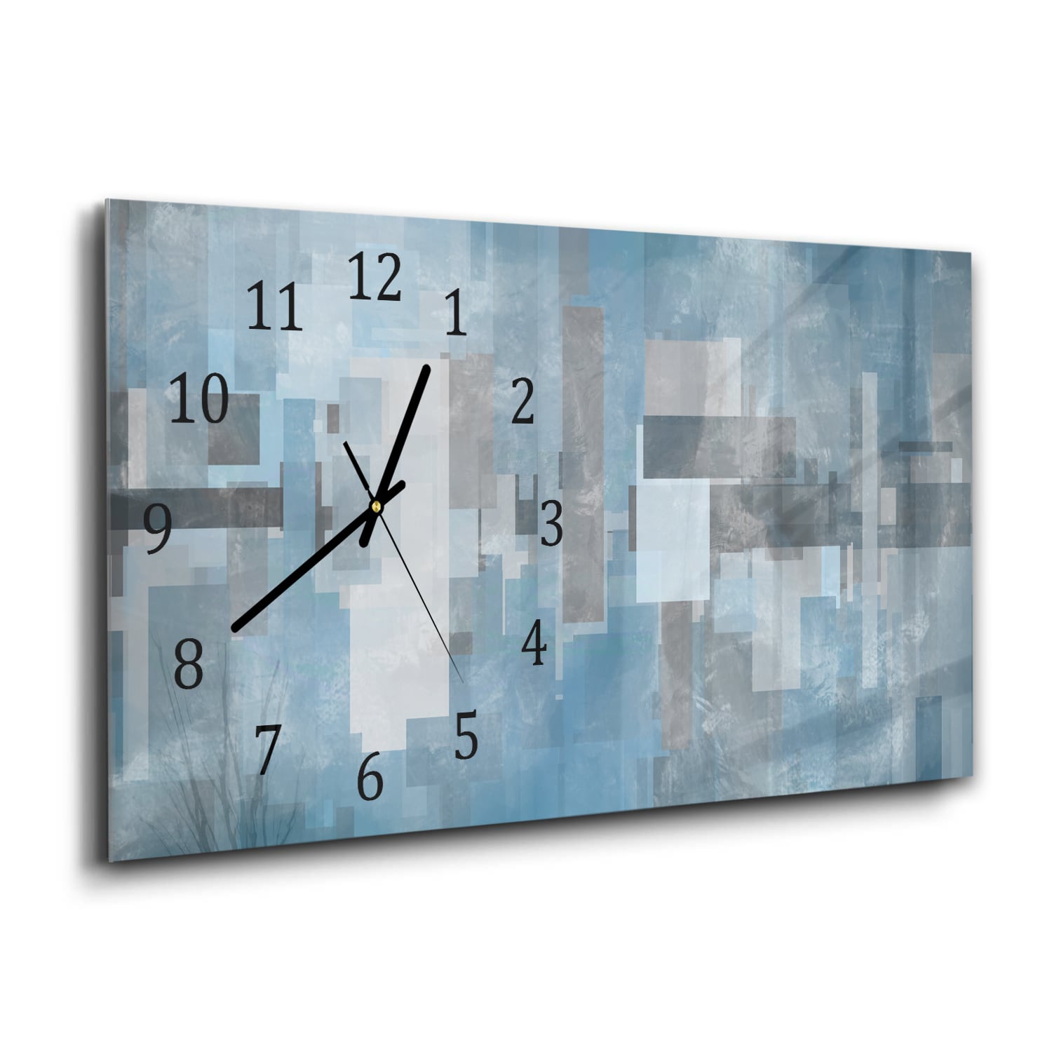 Wanduhr 60x30 - Blaue geometrische Formen