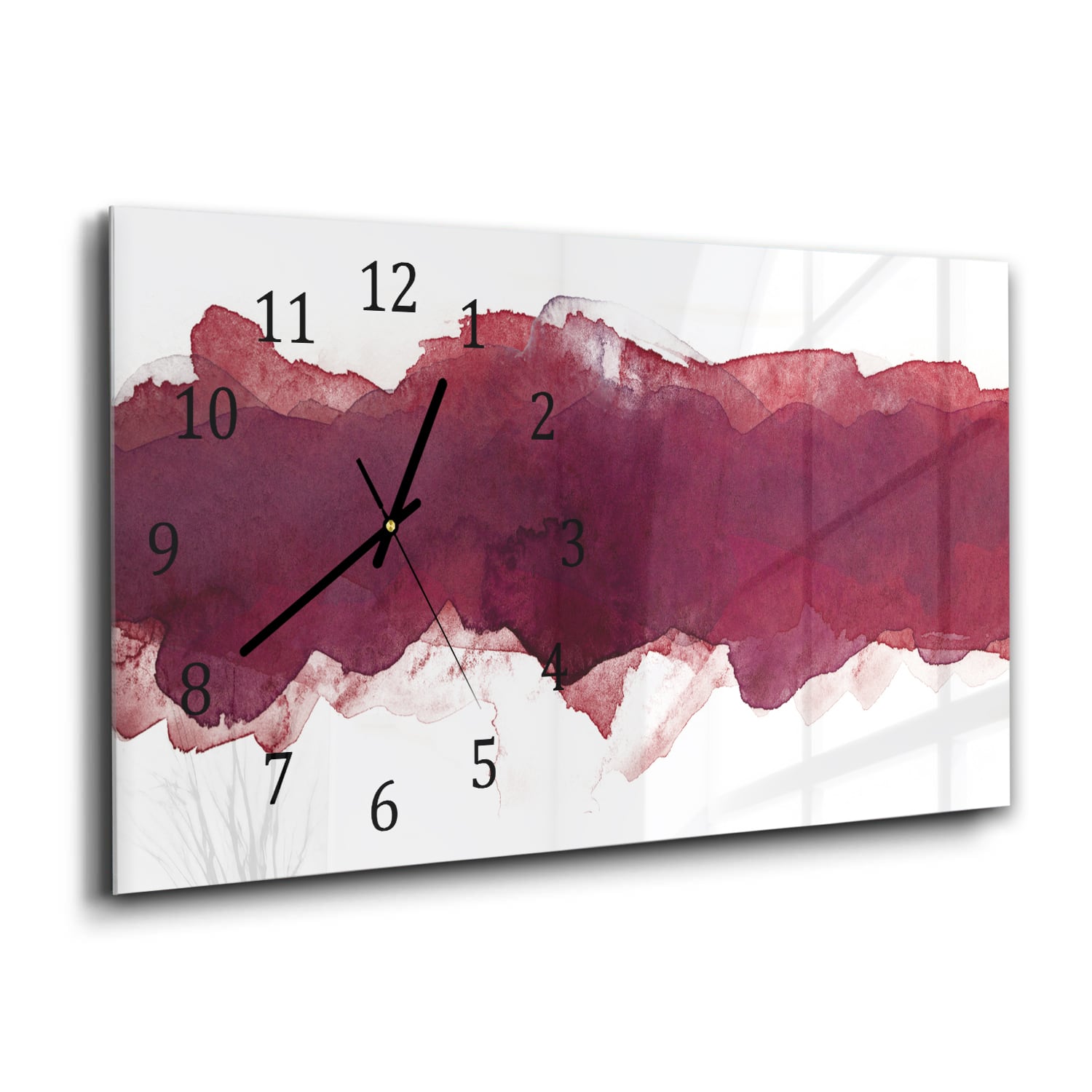 Wanduhr 60x30 - Roter Aquarellstreifen