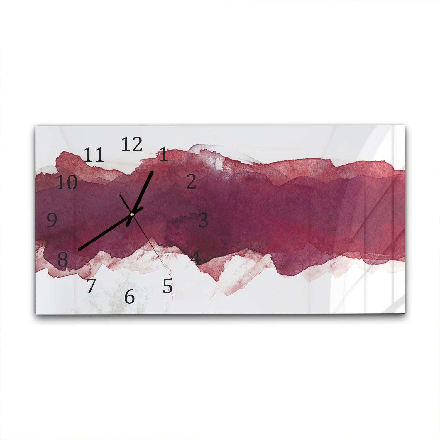 Wanduhr 60x30 - Roter Aquarellstreifen