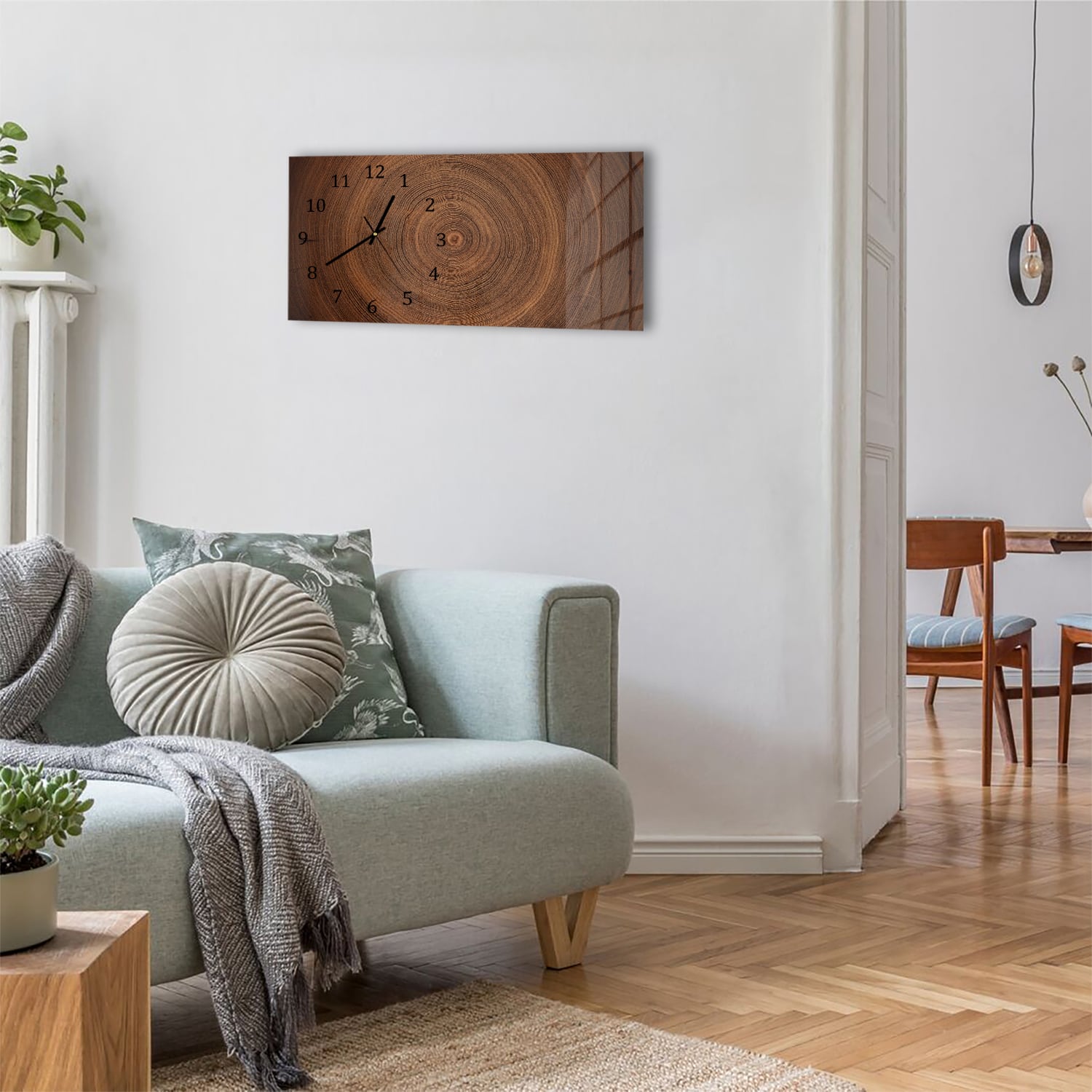 Wanduhr 60x30 - Baumringe