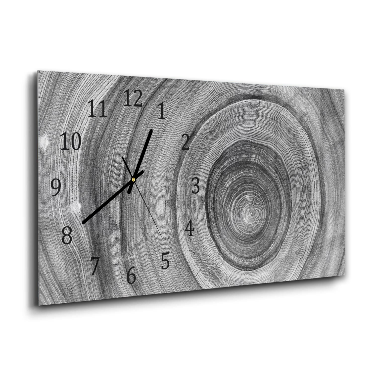 Wanduhr 60x30 - Schwarz-weiße Baumringe