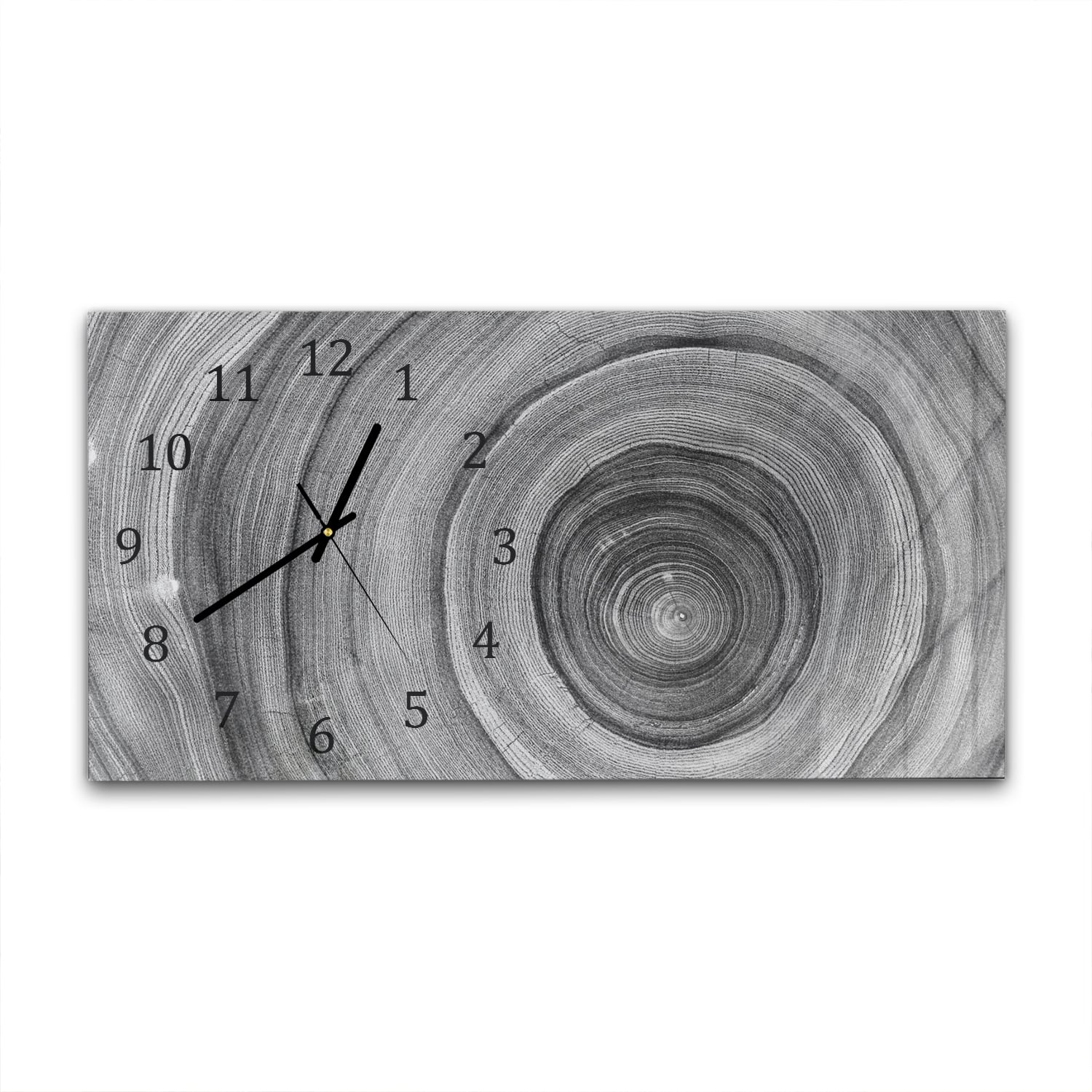 Wanduhr 60x30 - Schwarz-weiße Baumringe