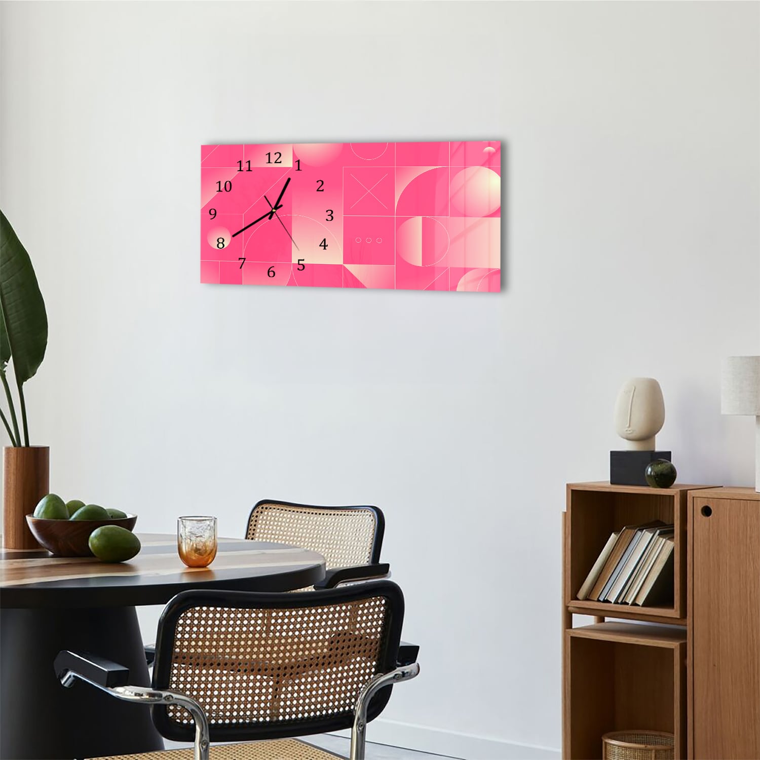 Wanduhr 60x30 - Rotes abstraktes Kunstwerk