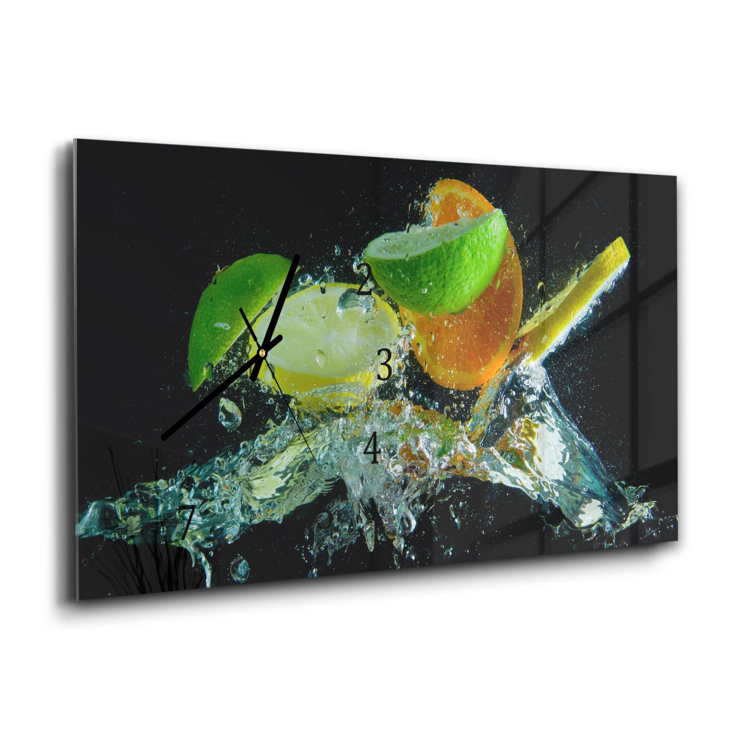 Wanduhr 60x30 - Zitrus-Splash