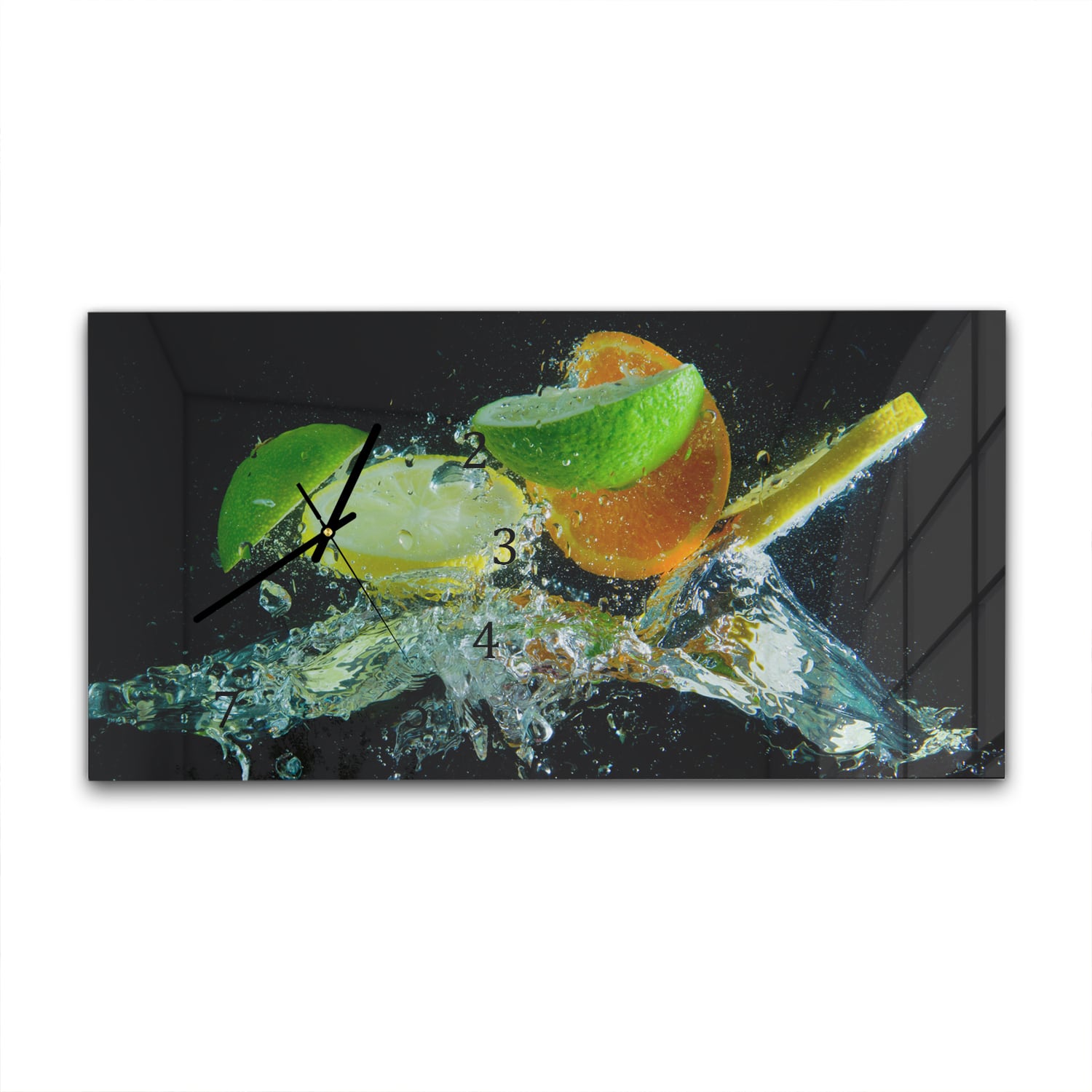 Wanduhr 60x30 - Zitrus-Splash