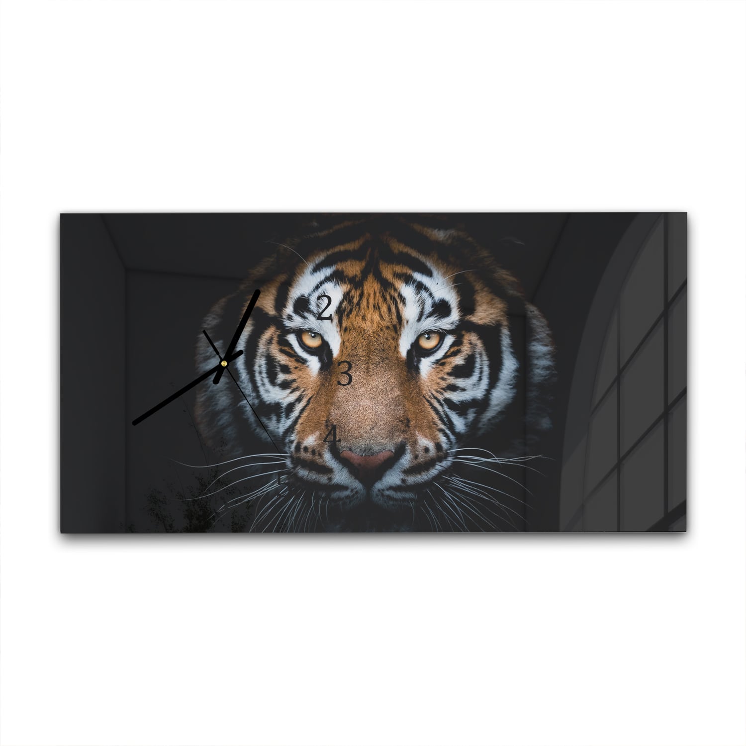 Wanduhr 60x30 - Tiger-Porträt