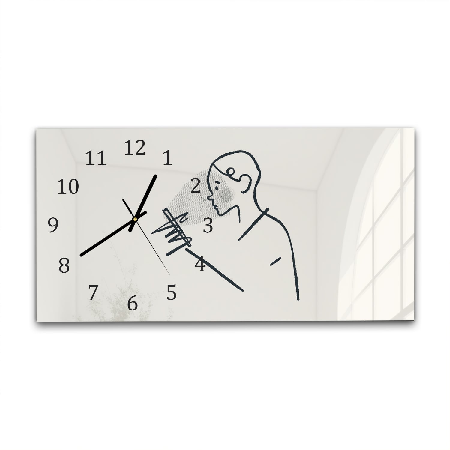 Wanduhr 60x30 - Gezeichneter Mann