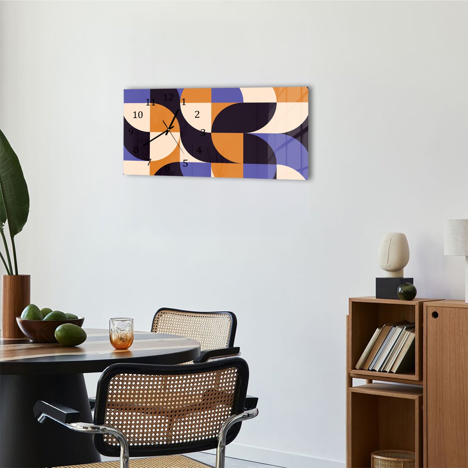 Wanduhr 60x30 - Buntes abstraktes Kunstwerk