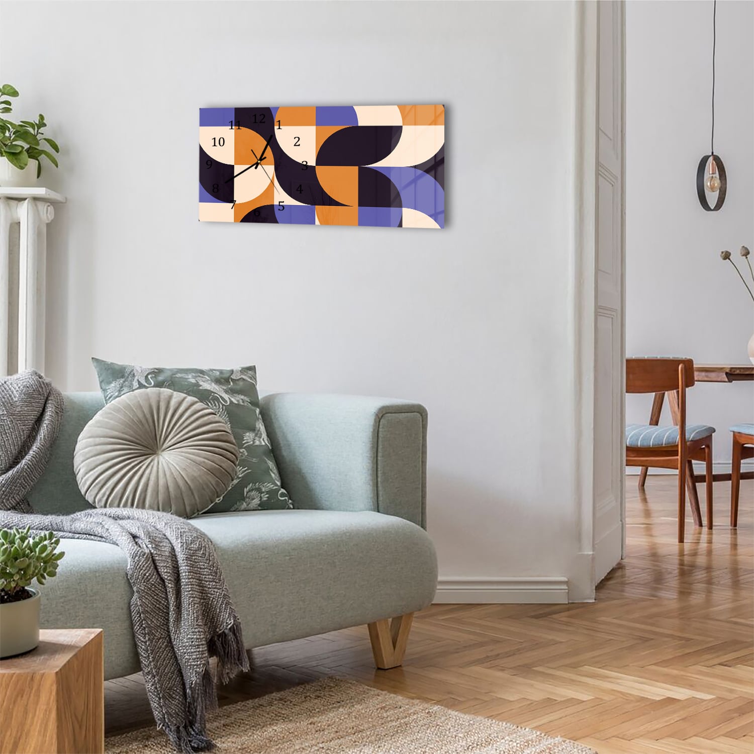 Wanduhr 60x30 - Buntes abstraktes Kunstwerk