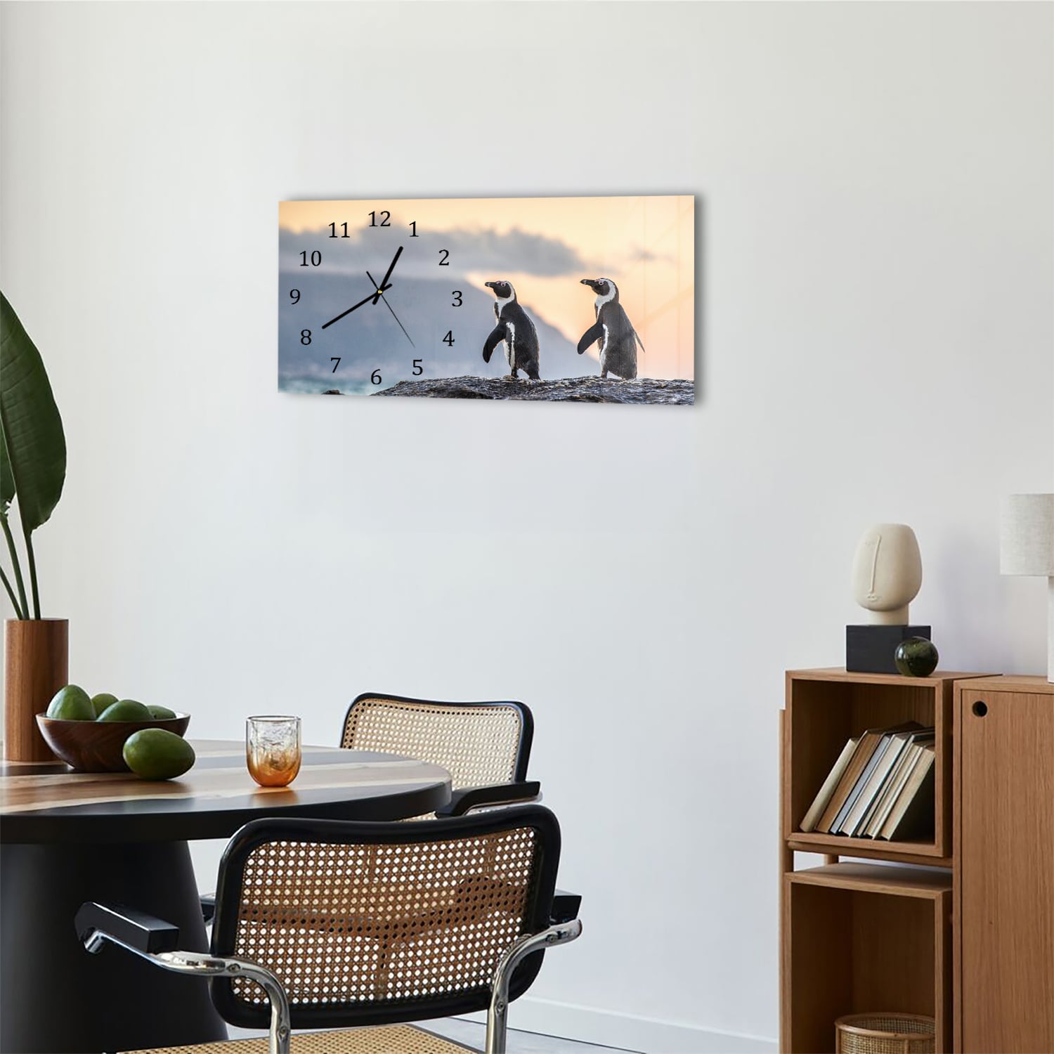 Wanduhr 60x30 - Afrikanische Pinguine