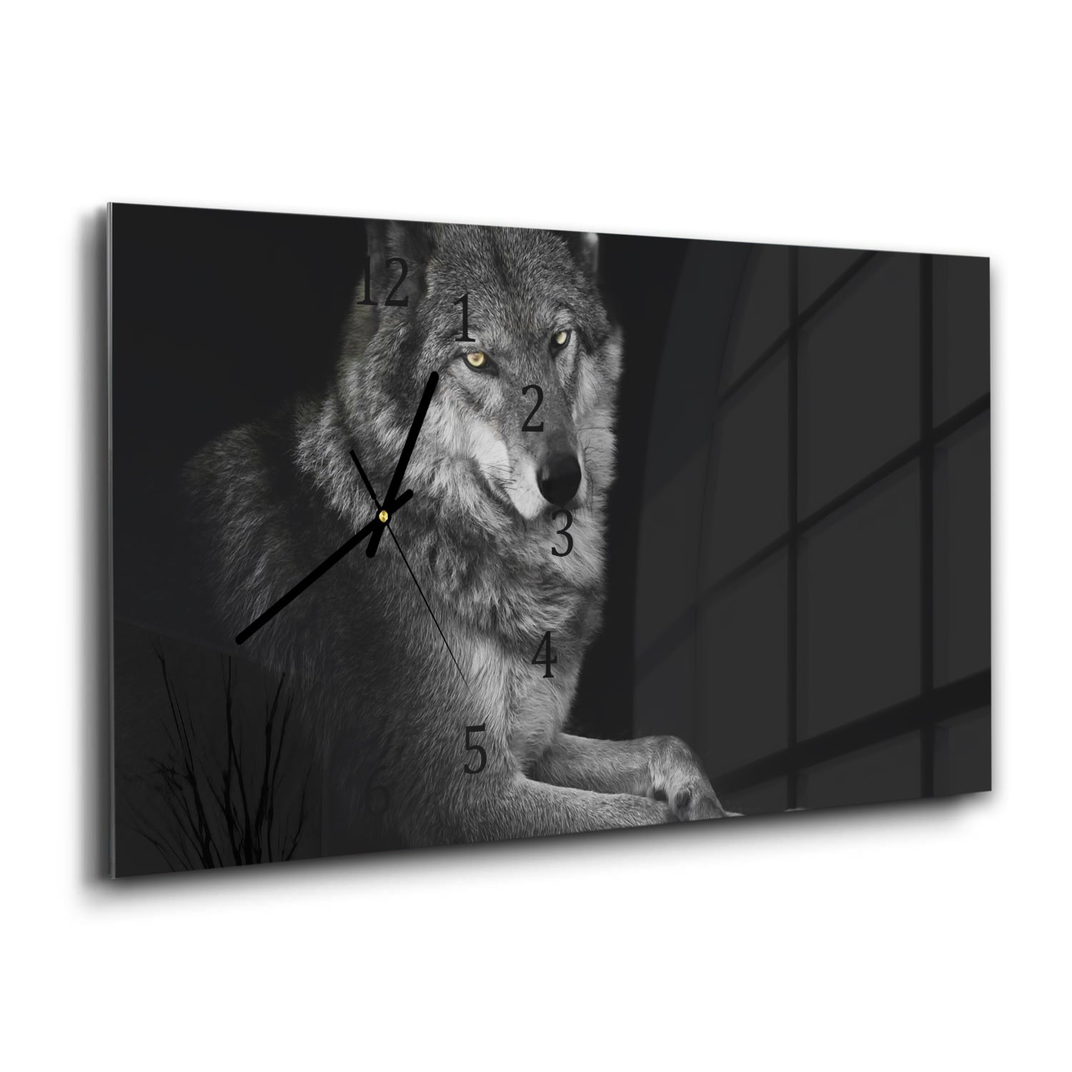 Wanduhr 60x30 - Weiblicher Wolf