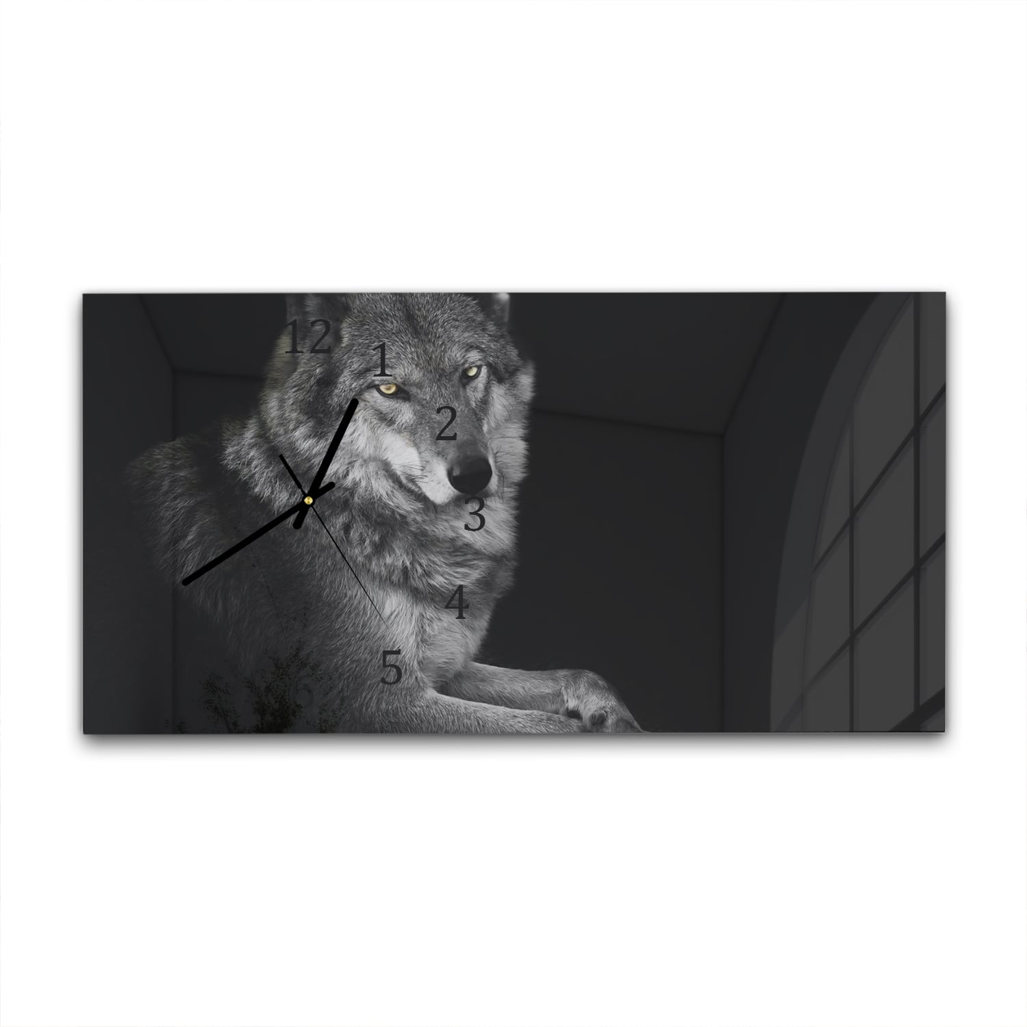 Wanduhr 60x30 - Weiblicher Wolf