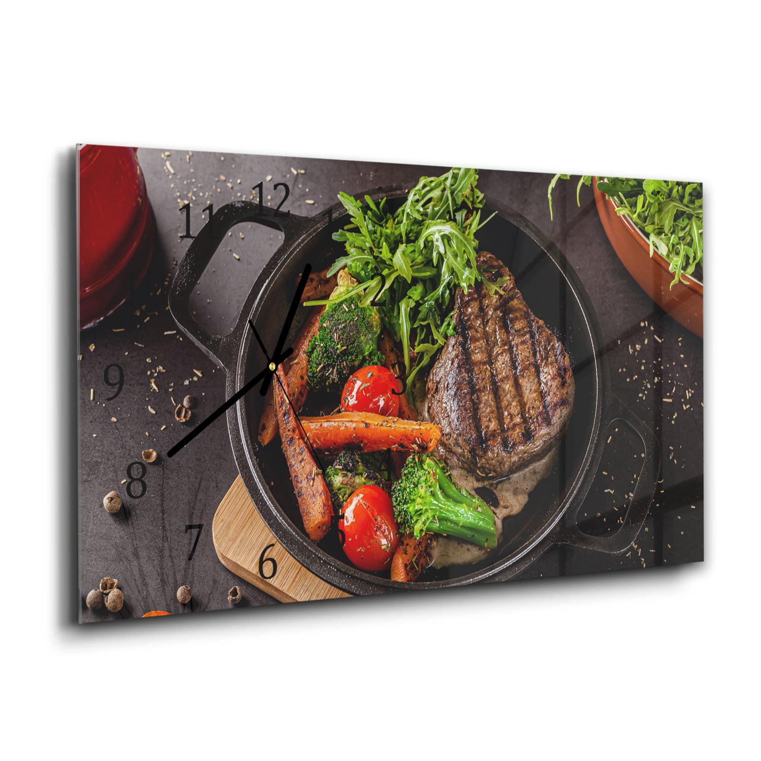 Wanduhr 60x30 - Gegrilltes Steak